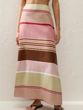 Faithfull the Brand Martina Maxi Skirt Barragan Stripe Dusty Mauve